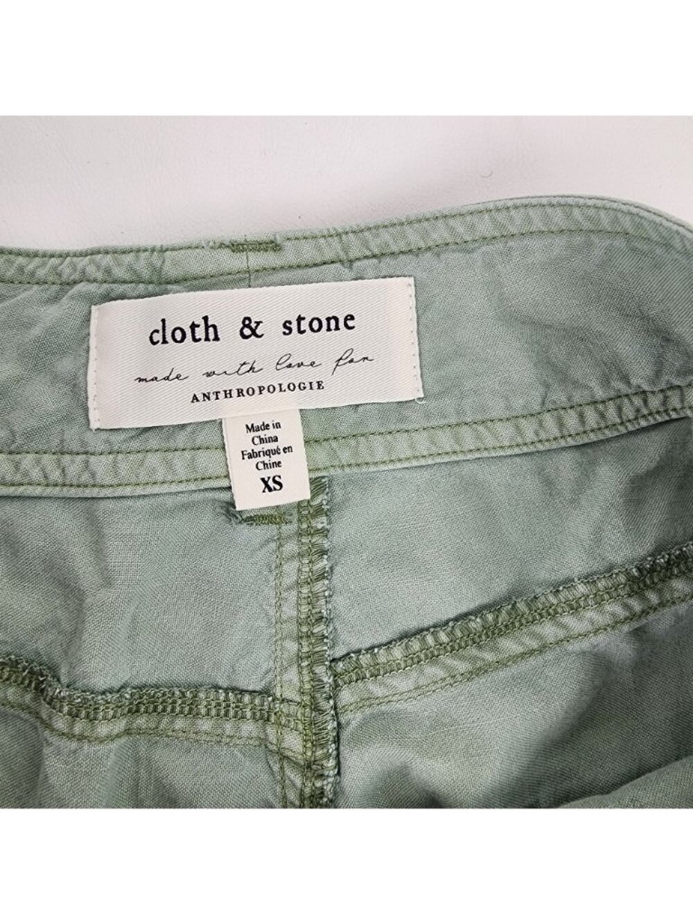 Anthropologie Cloth & Stone Tencel High Rise Moss Green Cuffed Shorts XS X-Small - Picture 2 of 10